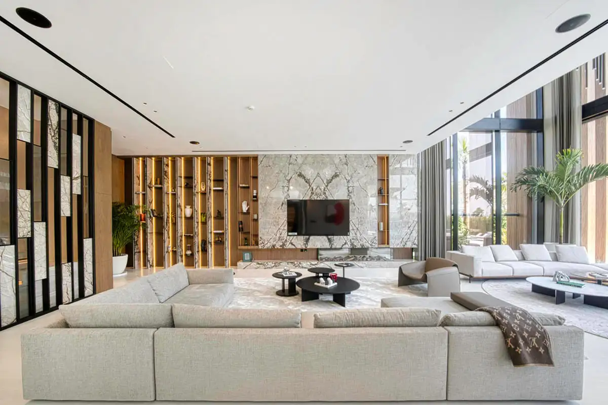 living room interior photography of a luxury villa, Dubai