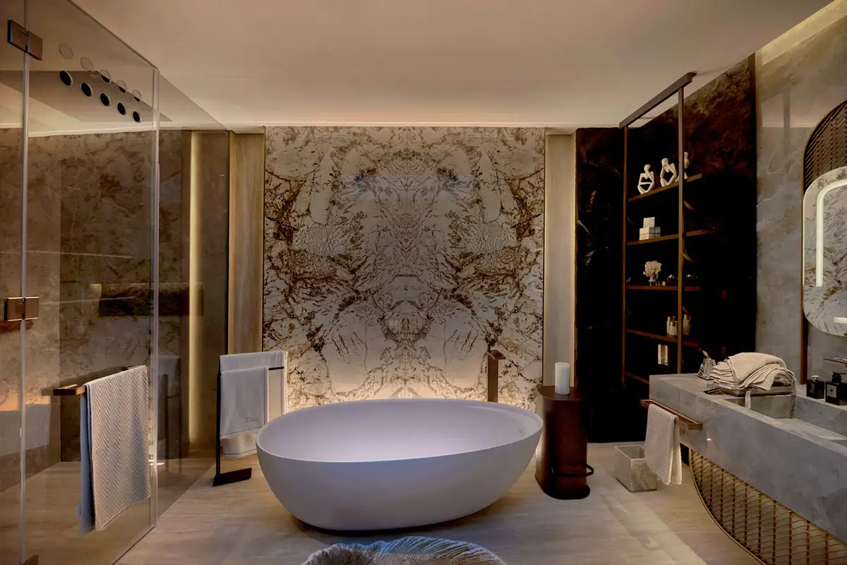 luxury boutique bathroom interior photography, Dubai Palm villa