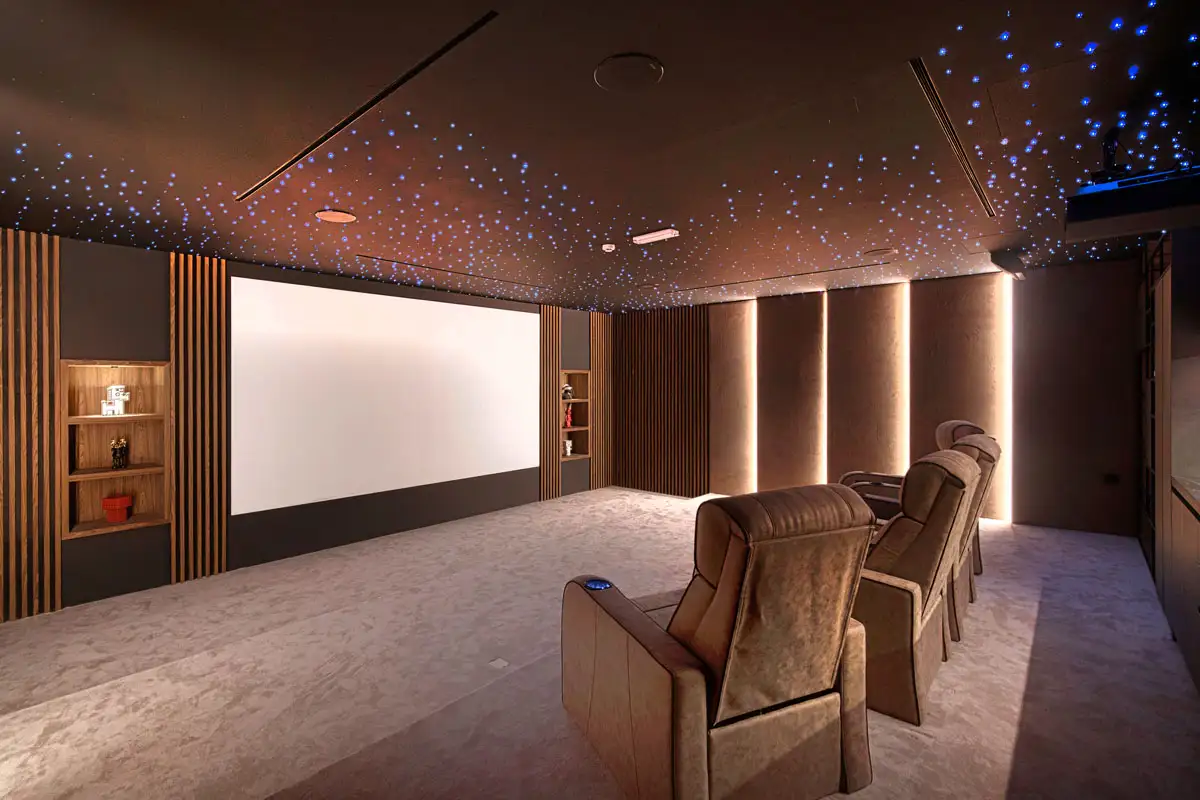 home theatre interior photography in a villa basement
