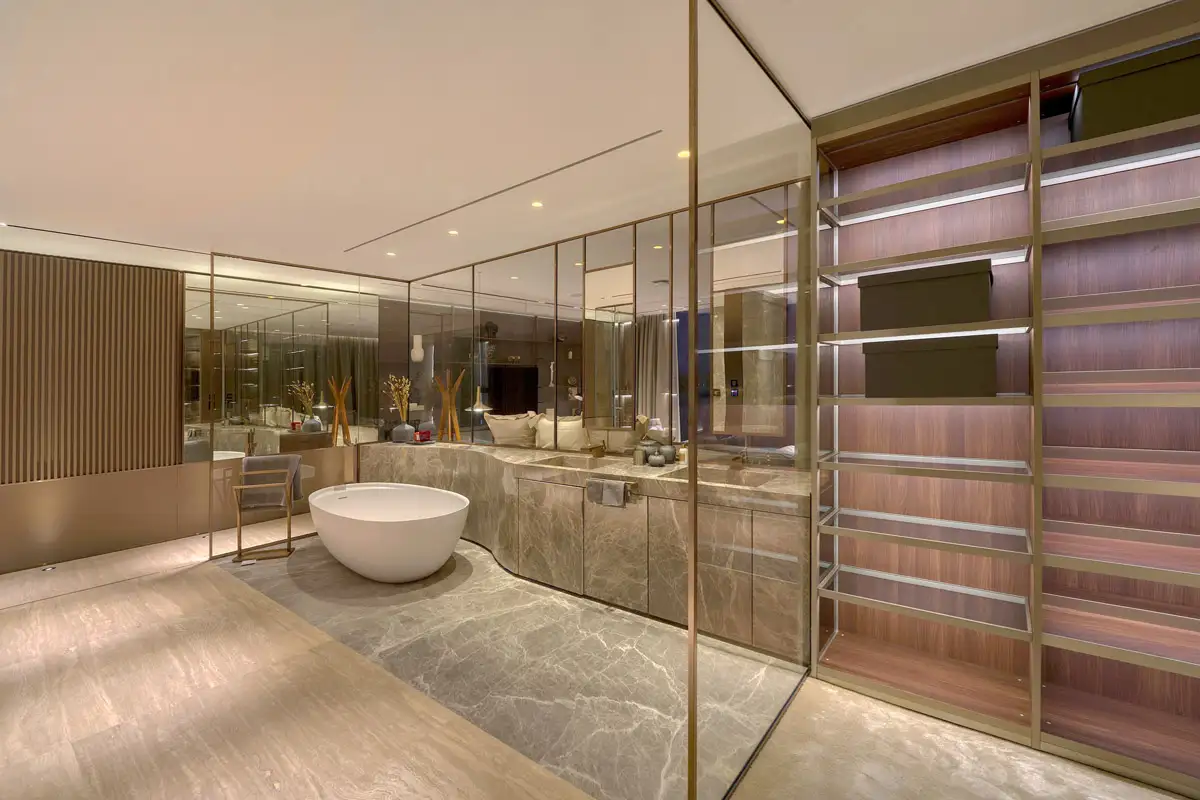 luxury villa bathroom interior styled by Tom Jose, Dubai
