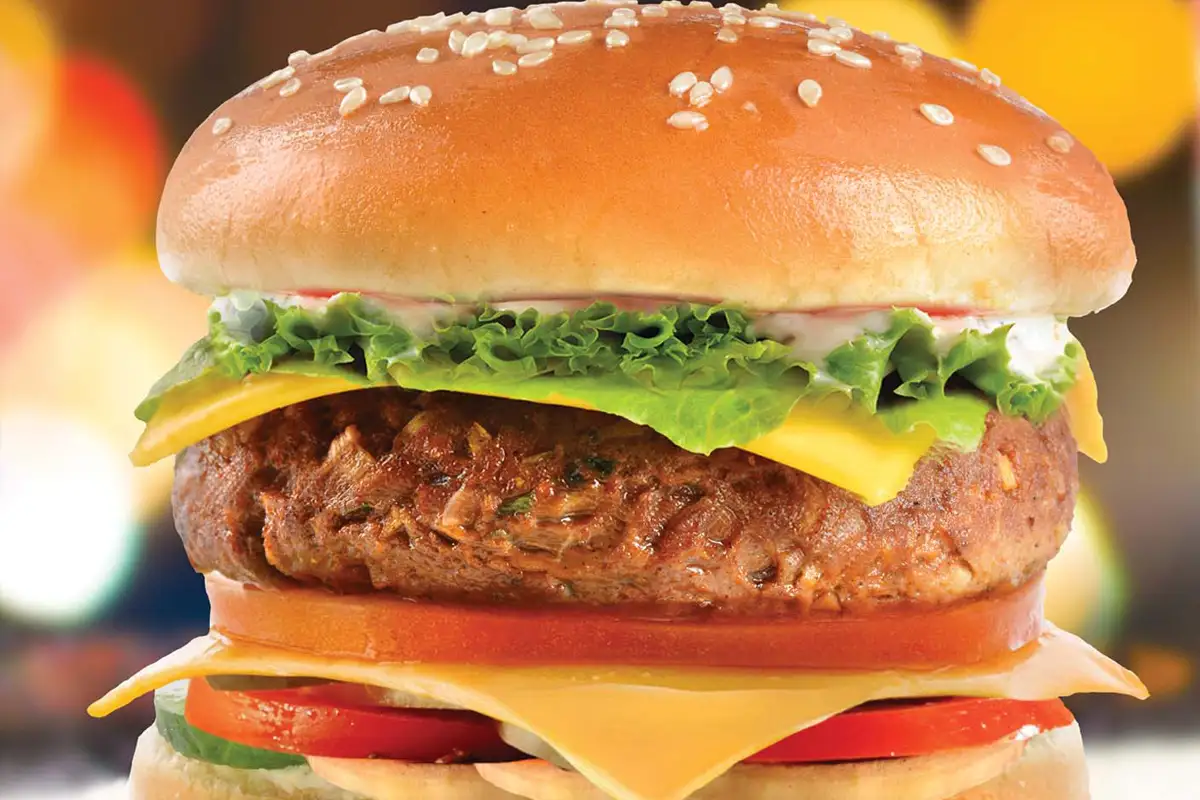 chicken burger plated for restaurant menu photography