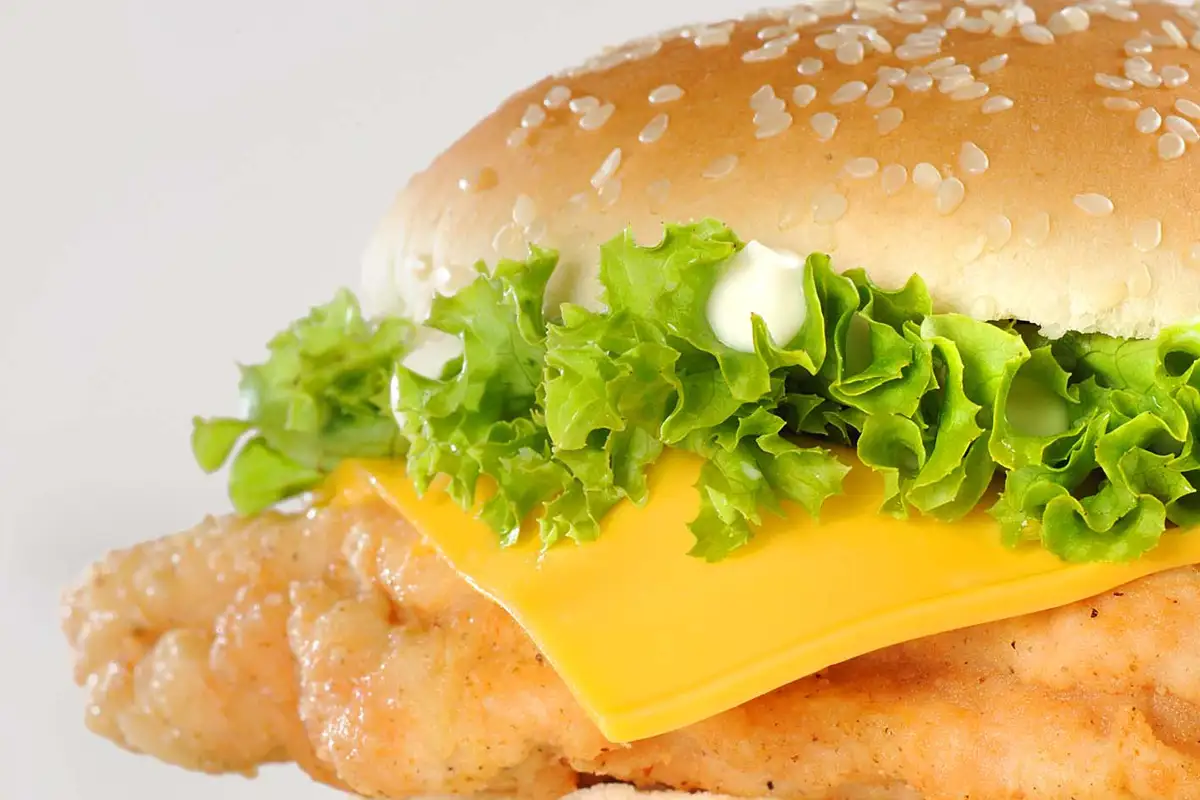 crispy chicken burger styled for restaurant menu photography